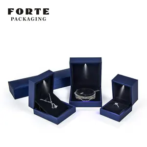 Forte Oem Bulk Zwarte Top Lege Led Sieraden Pakket Custom Logo Ring Boxes Sieraden Doos Met Verlichting