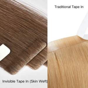 Extensioni per capelli con nastro invisibile di alta qualità per saloni, all'ingrosso, in capelli umani, a doppia trama, biondo ombré, colore chiaro - Product Image 4