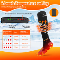 Chaussettes chauffantes rechargeables USB ODM avec motif lettres pour l'hiver, le camping en plein air, le ski, la pêche, la chasse