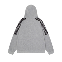 Sweat à capuche zippé oversize pour homme, avec empiècements à carreaux, manches raglan, broderie et imprimé, style streetwear décontracté