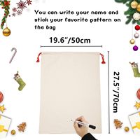Sac de Noël en toile de coton uni avec cordon de serrage, 19,5 x 27,5 pouces