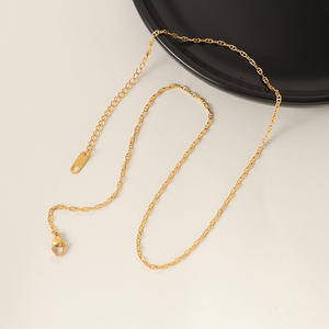 Chaîne à maillons plaquée or véritable, inaltérable, 2 mm, motif croix, polyvalente, pour collier superposé DIY, tendance, ras du cou, unisexe - Product Image 3