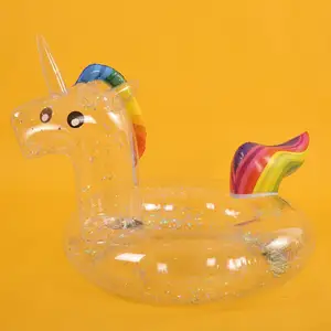 נצנצים Unicorn בריכת Float מתנפח שחייה טבעת תינוק ילדים למבוגרים קריסטל מבריק לשחות טבעת בריכת צינור מעגל בריכת שחייה צעצועים