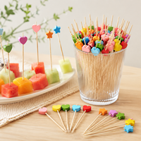 Groothandel Creatieve Wegwerp Fruitprikkers Hart Pruimenbloesem Stervormige Fruitvorkjes 100 Stuks Per Verpakking voor Feest Dessert