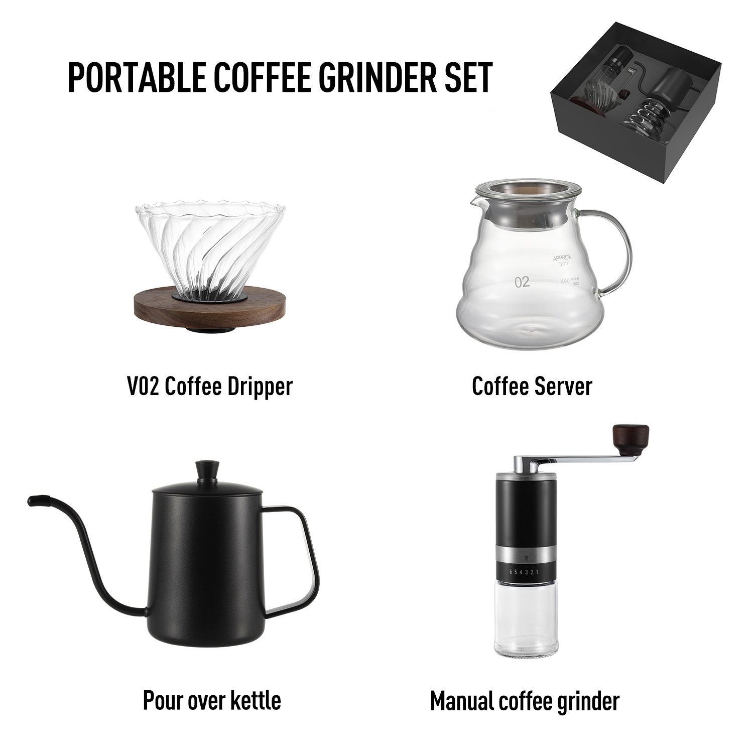 V02 "Ensemble à café en carton" 4 pièces