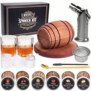 Design Fashioned Whiskey Smoker Kit for Men 6 Flavors Wood Chips Whiskey Gift Box <b>Lighters</b> & for Smoking Accessories - Product Image 2