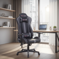 Chaise de jeu en cuir PU au design moderne, chaise de bureau ergonomique, confort élevé, base à cinq étoiles, pivotante et réglable pour usage au bureau
