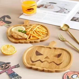 Halloween Pumpkin Plate - Wooden Halloween Pumpkin <b>Tray</b> - Home Decor <b>Dinner</b> Plate Decoration - Product Image 4