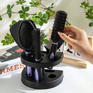 Custom Logo 5 Pcs Household <b>Plastic</b> Holder With <b>Mirror</b> Set Air Cushion & Rolling Comb Hair Care Tool Bathroom Accessories - Product Image 3