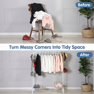Single-Rod Metal Drying <strong>Rack</strong> Multi-Functional <strong>Freestanding</strong> <strong>Coat</strong> Stand Organizer Cloth <strong>Rack</strong> for Bedroom - Product Image 3