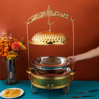 Set Perlengkapan Prasmanan Chafing Dish Modern Kecil Warna Emas Stainless Steel Terlaris 4.5L Perlengkapan Hotel