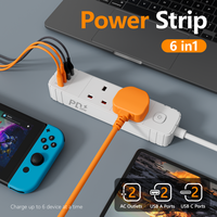 Regleta de alimentación de cobre OEM para el mercado del Reino Unido y Hong Kong, 10A/13A, con 3 tomas y 2 USB, cable de 3M/5M, para uso doméstico.