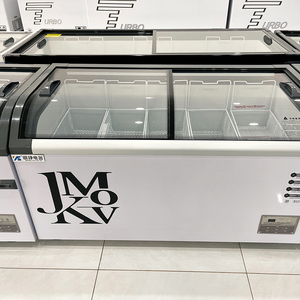 Congélateur commercial pour supermarché, à température unique, avec porte vitrée incurvée, intégré, design îlot européen profond, à froid ventilé - Product Image 5