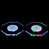 Sous-verres lumineux LED en acrylique écologiques, nouveauté, avec piles incluses, pour bar et table à domicile