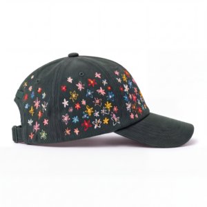 Custom Logo Leaf Design <b>Flat</b> Embroidery 6 Panel Adjustable Corduroy Baseball Cap Vintage Retro Dad <b>Hat</b> T&L Wholesale - Product Image 3