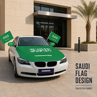 Housse de voiture personnalisée avec drapeau de l'Arabie Saoudite, 100% polyester, pour les équipes sportives, les événements de cheerleading, les rencontres automobiles, les expositions en plein air