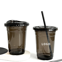 <strong>Best</strong> <strong>Selling</strong> Custom Logo Transparent 12oz 14oz 16oz Pet <strong>Iced</strong> Coffee Black Plastic <strong>Cup</strong> With Black Lid