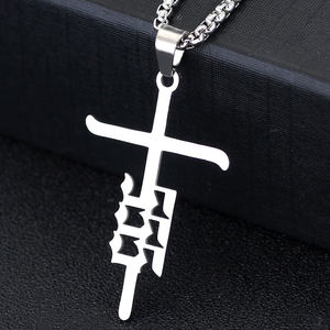 Kalung liontin salib nomor malaikat 111- 999, Kalung liontin salib angka malaikat baja tahan karat untuk pria anak laki-laki - Product Image 2