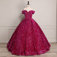 Sprankelend Dragon Fruit Kleur Tutu Bruids Toast Jurk Banket Voorstelling Prom Trouwavondjurken Jurken