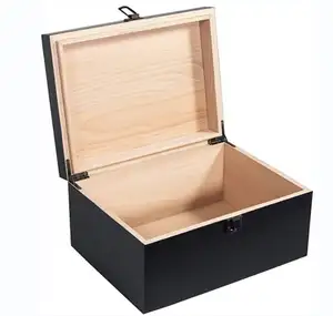 黑色彩绘松木纪念品盒素木复古工艺品礼品盒
