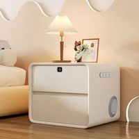 Table de chevet intelligente de luxe nordique en bois blanc, noir, brun foncé, beige, gris avec haut-parleurs Bluetooth, tiroir, mobilier rustique pour chambre à coucher