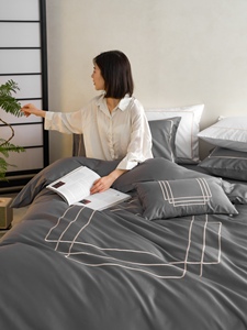 Sanhoo Sang Trọng Mềm Thêu Khăn Trải Giường 400 Chủ Đề Đếm Nữ Hoàng Vua Khách Sạn Bộ Đồ Giường Đặt 100% Cotton Khách Sạn Linen - Product Image 4