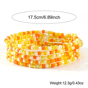 Go2boho Women's Summer Fashion 5pcs Handmade Glass <strong>Bead</strong> Bangles Set Colorful Elastic Beaded <strong>Bracelets</strong> Stackable Anniversary - Product Image 6