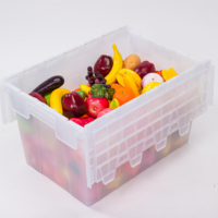 Caisse de rangement empilable en plastique transparent PP pour jouets et vêtements, facile à déplacer, caisses en plastique emboîtables pour légumes