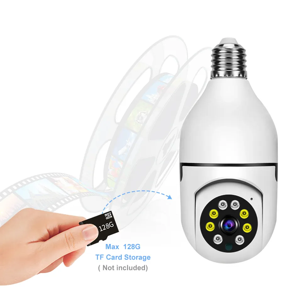 1080P E27 Interface Light Bulb Camera 360 Rotate Full Color Night Vision Wireless Wifi Camera ICSEE Smart Security Camera