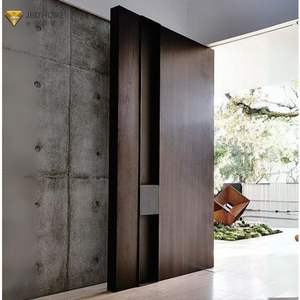 Moderne Fancy Gecanneleerde Mahonie Eiken Hout Veiligheid Draaideur Massieve Kern Voor Appartement Of Toegang Voor Buitengebruik - Product Image 1