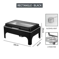 Luxuriöses schwarzes Edelstahl-Gasheizgerät 9L Chafing Dish Buffet-Server-Set für Hotel- und Restaurantfrühstück