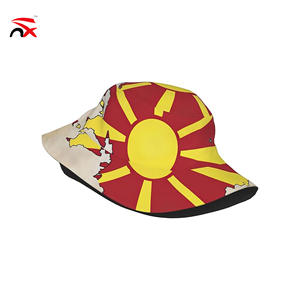 Chapeau Bob Personnalisé en Polyester avec Impression Numérique Drapeau de la Macédoine du Nord pour Supporters de Football, Idéal pour Événements et Jours Nationaux – Vente en Gros - Product Image 3