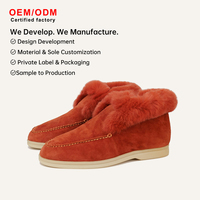 Mocassins en daim cachemire de luxe discrets pour homme et femme, doublés en laine et fourrure, pour l'hiver, le travail, les soirées, élégants, à enfiler, personnalisables OEM ODM
