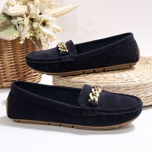 Mocasines Azul Marino para Mujer, Novedad 2025, con Decoración de Cadena Dorada, Zapatos Planos Cómodos para Uso Diario y de Oficina - Product Image 6