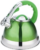 Bouilloire à sifflet en acier inoxydable rouge classique de 2,5 L Pot à thé à eau à fond à induction Capacité de 3L avec design classique en plastique