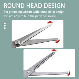 مقص شعر الكلب الاستمالة الفولاذ المقاوم للصدأ طرف مستدير التشذيب المقصات الكلب الحيوانات الأليفة قواطع الشعر - Product Image 5