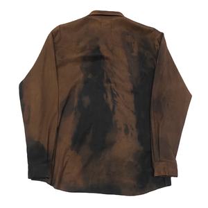 Camisa de Diseño Vintage Personalizada, Manga Larga, Holgada, Lisa, de Gamuza de Alta Calidad, Lavado Desgastado, Corte Cuadrado, con Botones - Product Image 3