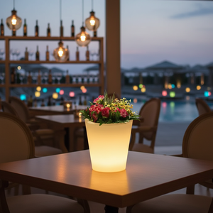 Jardinière ronde en <span class=keywords><strong>plastique</strong></span> moderne avec éclairage changeant de couleur, imperméable, pot de fleurs d'extérieur, utilisable comme <span class=keywords><strong>vase</strong></span> de sol - Product Image 2