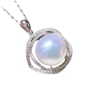 Colgante de Plata S925, Soporte Vacío para DIY, Accesorios con Cuentas Redondas de 12-13 mm, 30945, Colgante para Collar - Product Image 5