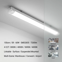 Lumière LED Tri-Proof 150cm 5ft 60W 7200lm SMD2835 Haute Luminosité IP67 Étanche 3000K 4000K 5000K 6000K Éclairage pour Lavage de Voitures et Supermarchés