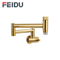 Robinet de remplissage de casseroles mural FEIDU moderne à poignée unique, finition or brossé, pliable et extensible, en laiton, avec cartouche céramique, pour hôtels et cuisines