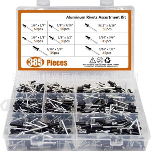 Baiguluo Aluminum Rivets Assortment Kit 385pcs Inch Size Blind Rivets Round Head General Industry Use - Product Image 1