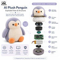 Jouets Compagnons IA Personnalisés |   Jouet en peluche intelligent à interaction émotionnelle avec rembourrage en coton PP, application/WiFi pour enfants