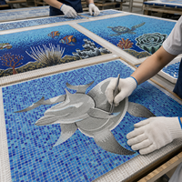 Mosaïque de verre personnalisée haut de gamme, murale sur mesure, design monde sous-marin pour parcs aquatiques, centres de villégiature, stades, piscines, murs décoratifs intérieurs