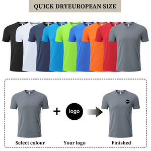 เสื้อยืดโพลีเอสเตอร์ 100% แบบเปล่า รับผลิตตามแบบ OEM ไซส์ US แห้งเร็ว คอกลม แขนสั้น สำหรับผู้ชาย - Product Image 2