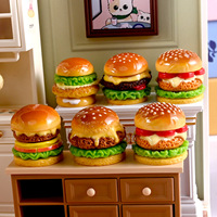 Nouvelles figurines miniatures de hamburgers réalistes en résine pour maison de poupée, modèle alimentaire pour cuisine, fête des Mères, Noël