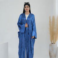 Nouvelle conception islamique arabe brillant Polyester couleur unie ouvert Abaya avec manches longues femmes musulman Abaya robes