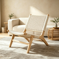 Fauteuil de salon en bois massif tressé Tenghang, canapé simple en rotin avec dossier pour salon, chambre, balcon, mobilier de maison