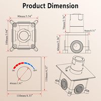 NPYSVSSS Robinet mélangeur thermostatique à bouton-poussoir bidirectionnel pour douche, moderne, encastré mural, 2 sorties, en laiton et acier inoxydable