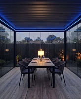 Pergola en aluminium robuste avec toit à lames motorisées, résistante au vent, à la pluie et à la rouille, revêtement poudré, gazebo d'extérieur